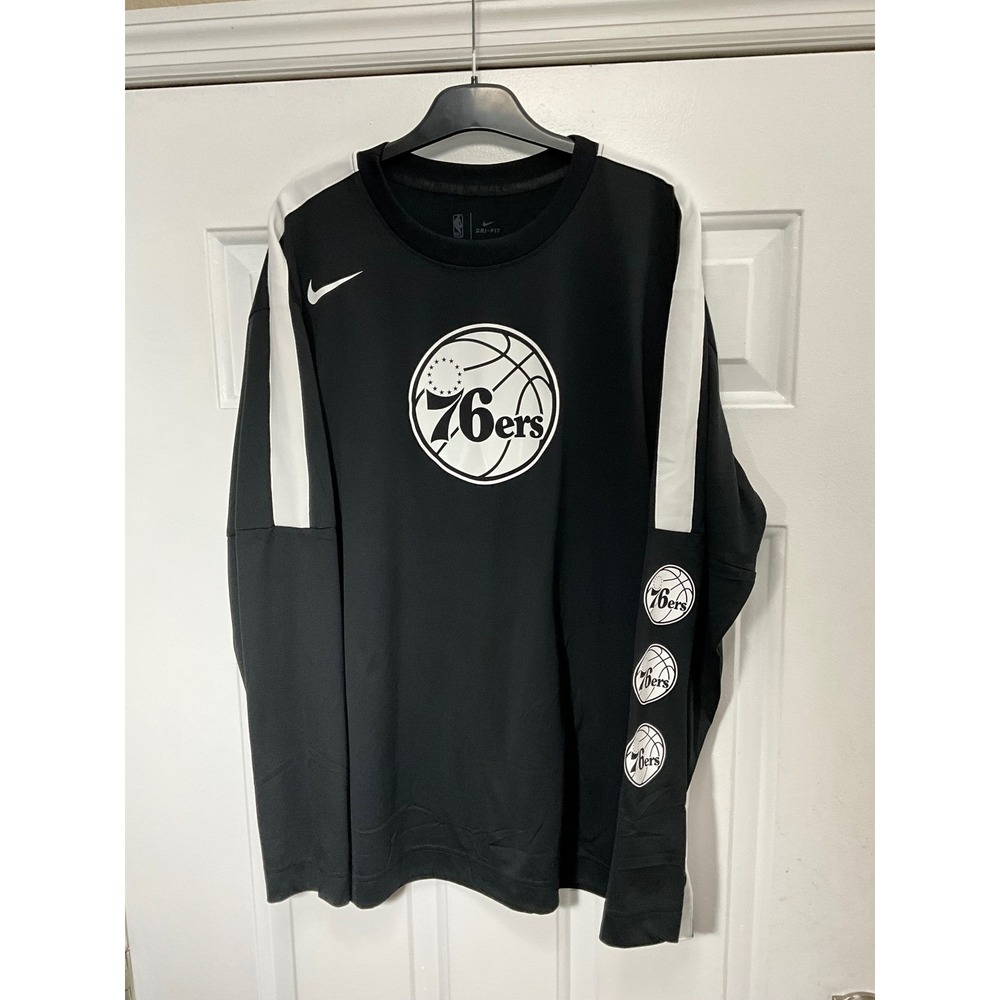 Nike Dri-FIT Philadelphia 76ers Long Sleeve Shooting Shirt Mens Large Black NBA
